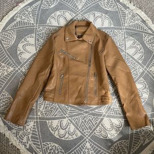 SHEIN tan faux leather cropped jacket small new